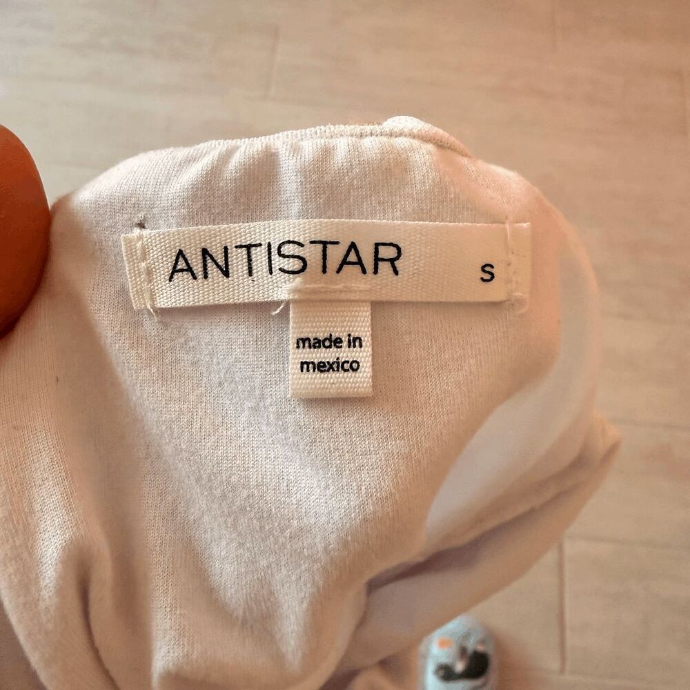 Antistar White Tank Cropped Wide Strap Ruched Sides Pull Over Mesh with Lining S - Picture 5 of 6